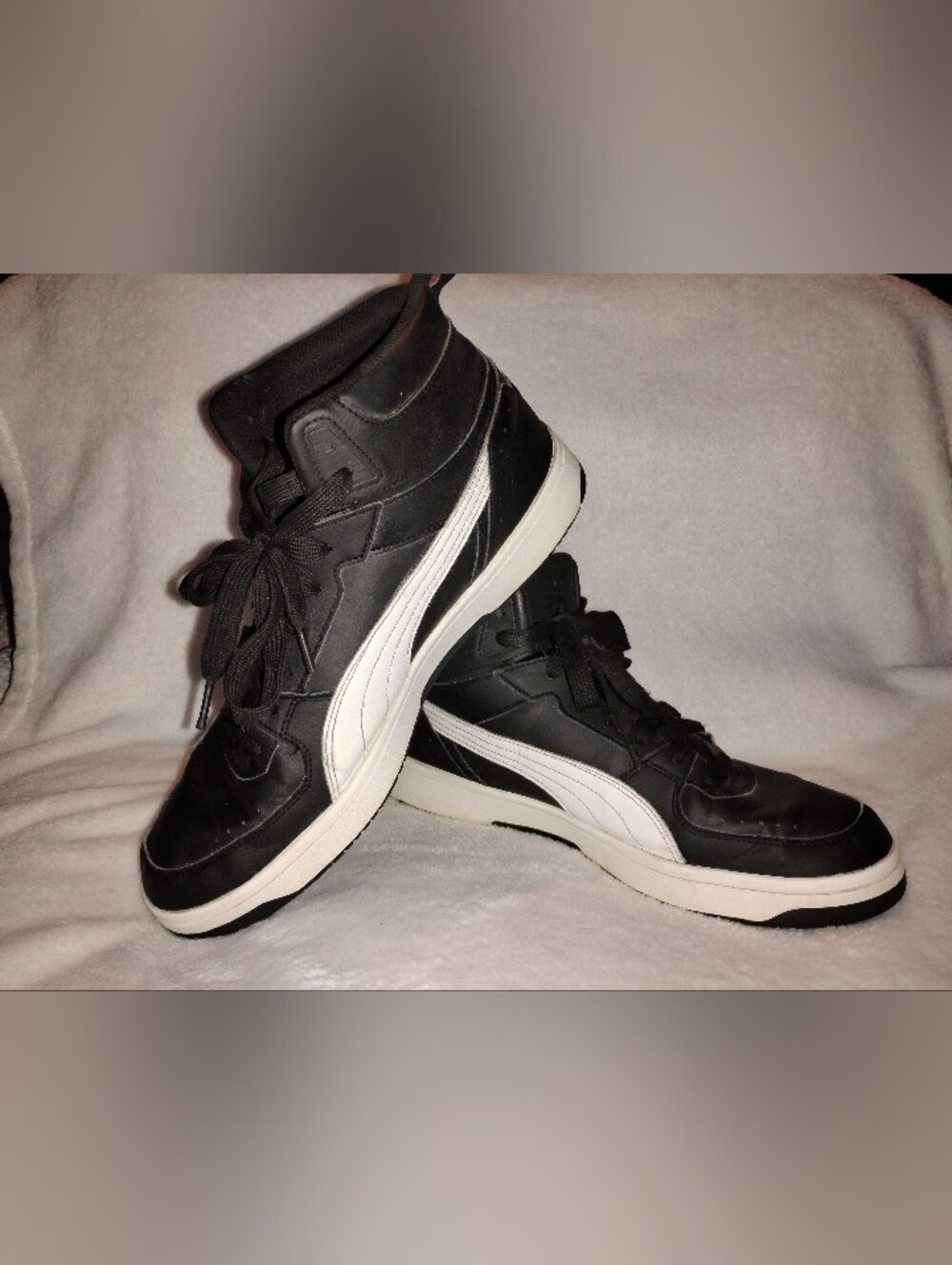 PUMA Men's Black & White High-Top Sneakers